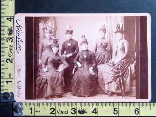 Antique Horizontal Cabinet Photo of 6 Woman Wearing Fancy Dresses 