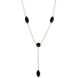   Karat Yellow Gold Drop Necklace With Onyx Gemstones (20 inch) Jewelry