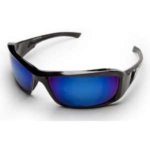   Brazeau Safety Glasses Black Frames Blue Mirror Lens