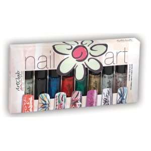    Nail Art Kits   7 Nail Art Lacquers + Sealer Glitters Beauty