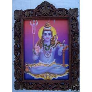  Lord Shiva giving blessing, Poster in Wood Frame 