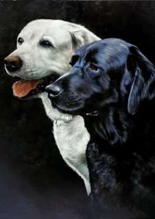 Black Labrador & Yellow Lab Dogs 5x7print my painting  
