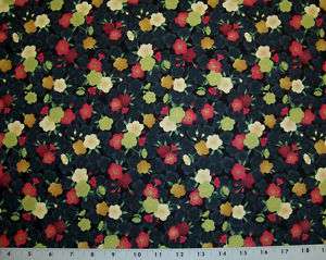 Asian Blossom Lakehouse Black Onyx Floral Fabric BTY  