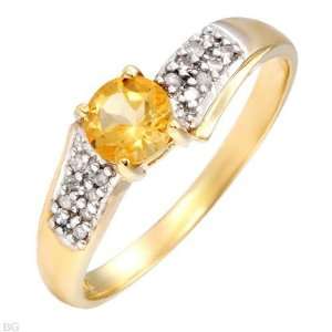   Stones   Genuine Diamonds and Citrine Made of Yellow Gold (Size 7