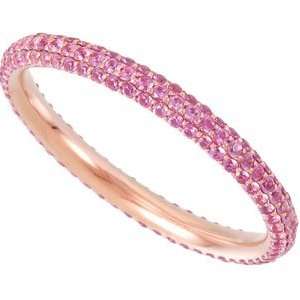    14K Rose Gold SIZE 07.50 Pink Sapphire Eternity Band Jewelry