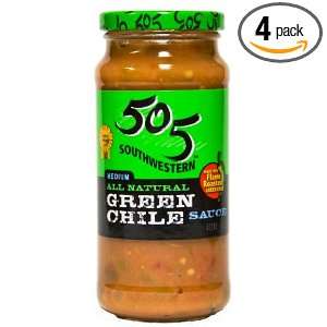 505 Southwest Sauce, Medium Green Chile, 16 Ounce Glass Jars (Pack of 
