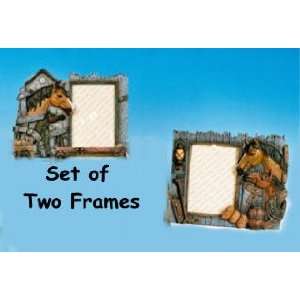  WESTERN Horse & pony Picture photo set of 2 FRAMES