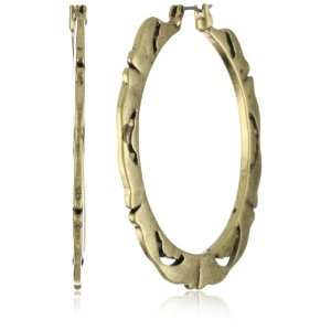 Lucky Brand Gypsy Soul Gold Tone Thick Openwork Hoop Earrings