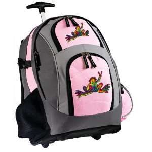  Peace Frogs Rolling Pink Backpack
