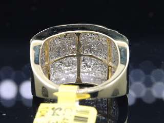 MENS YELLOW GOLD .89C PAVE DIAMOND BIG FACE PINKY RING  
