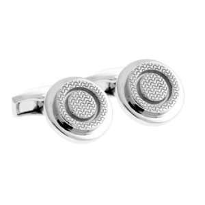  Tateossian SILVER TEXTURE, Concentric Round cufflinks 