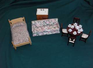 Vintage 25 Pc Lot Miniature Dollhouse Furniture China Tea Set For 6 