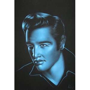   Blue VELVET ELVIS Presley Painting LARGE BLUE Picture Young Handsome