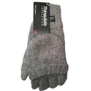 Black or Gray Convertible Mittens with 3M Thinsulate  