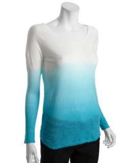 525 America teal dip dyed linen scoop neck sweater   