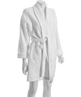 Aegean Apparel white cotton waffle knit belted robe   up to 70 