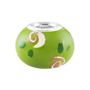 Bacio Italian Swarovski Bead Crafted Green Decoration Enamel Charm 