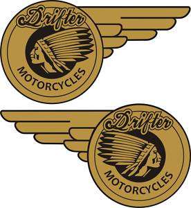 Drifter Motorcycle Tank Decals/Stickers Gold/Black 6  