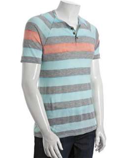 Gypsy 05 blue and grey cotton blend striped henley t shirt