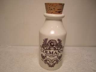 COLMANS MUSTARD JAR& CORK LID LORD NELSON POTTERY ENGLAND 5 1/2 IN 