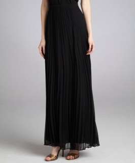 Halston Heritage black pleated maxi skirt