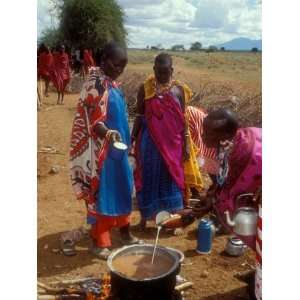  Maasai Women Cooking for Wedding Feast, Amboseli, Kenya 