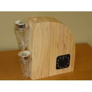  Solid Wood Knife Storage Block with Built in Kitchen Timer 