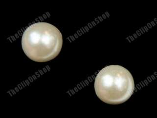   8mm ROUND FAUX PEARL clip on MAGNETIC stud EARRINGS no pierced studs