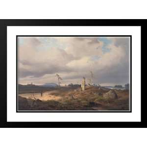   Framed and Double Matted Landscape with Rune Stone