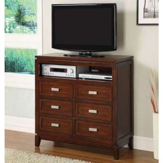 Solid Wood Odessa Antique Cherry Oak Finish Media Chest TV Stand 