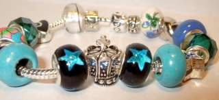 BLUE STAR Pandora Bracelet(f8) Star Crystal,Murano Beads,nice design 