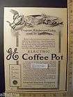 1912 paper ad general electric co ge coffee pot largest