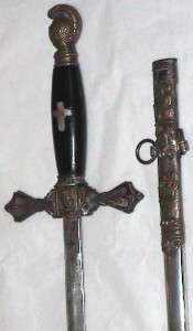 ORIGINAL OLD ANTIQUE 1800s KNIGHTS TEMPLAR MASONIC COMMANDERY SWORD W 