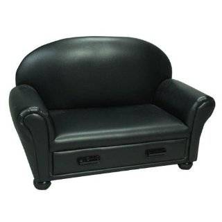   Upholstered Chaise Lounge with Pull Out Drawer, Black by Gift Mark