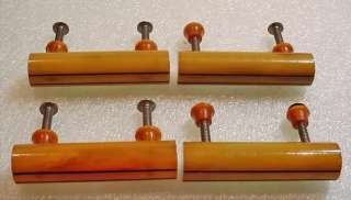 LOT OF 4 VINTAGE BUTTERSCOTCH BAKELITE DRAWER PULL HANDLES  