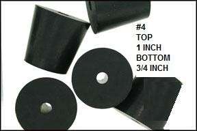 Black Rubber Stoppers   20 pieces   3/16 hole  