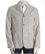 John Varvatos sage stripe cotton linen blend three button jacket style 