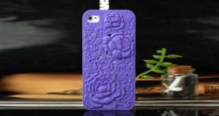 Purple Sculpture Design Rose Flower Hard Case Cover+Free Film For 