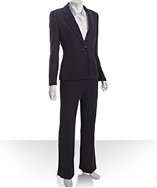 Tahari ASL navy single button pleated waist pants suit style 