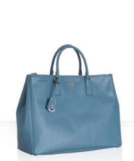 Prada voyage blue saffiano leather tote bag  