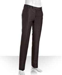 Zegna light grey stretch wool flat front trousers   