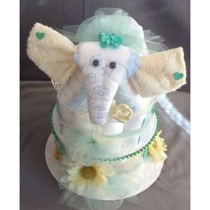  ELEPHANT Baby Shower Gift Centerpice Boy Girl Diaper Cake 