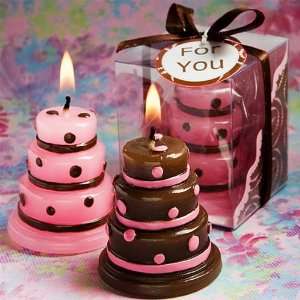  Luscious Brown & Pink Cake Candle Favors
