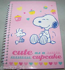 PEANUTS Snoopy Woodstock CUTE AS A CUPCAKE Spiral JOURNAL Notebook 
