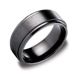 Mens Black Titanium 9mm Comfort Fit Wedding Ring Band Satin Finish 