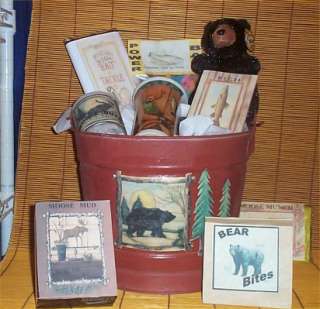 Moose Tin Bucket Gift Basket Cabin Lodge Mens Gifts New  
