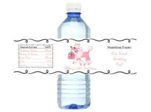 Pink Poodles Paris Birthday Party WATER Bottle Labels  