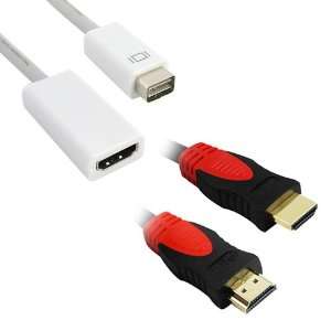  GTMax 6inch Mini DVI to HDMI Adapter Cable + 10FT HDMI Cable 