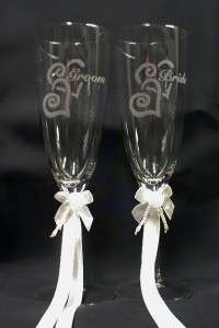 Bride & Groom Wedding champagne toasting glasses keep sakes favor gift 