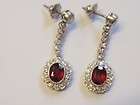 vintage 1950s platinum diamond ruby drop earrings  buy